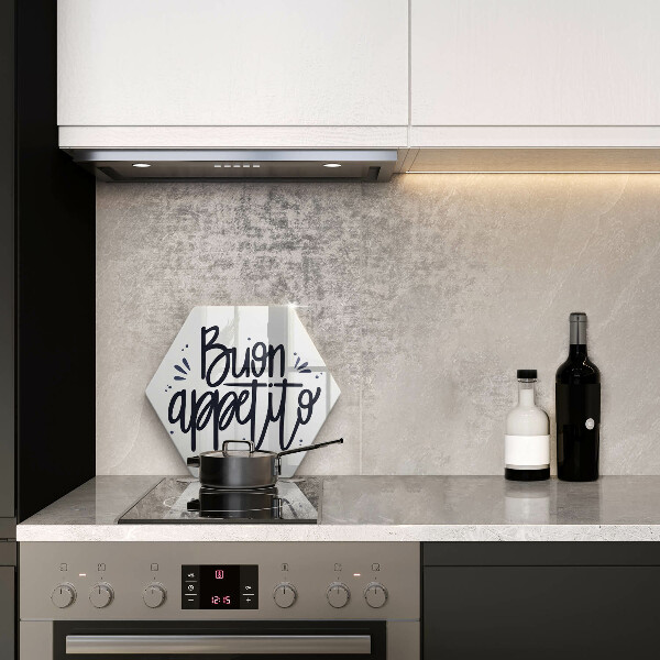 Tábua de vidro A inscrição Buon Appetito