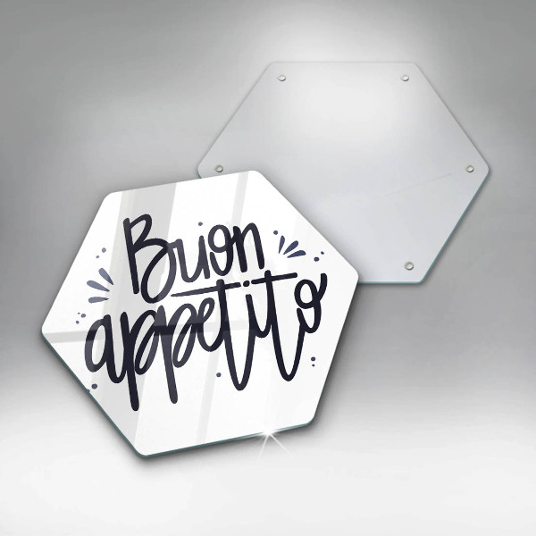 Tábua de vidro A inscrição Buon Appetito