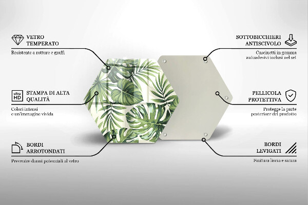 Tábua de cortar de vidro Ilustração de folha de Monstera