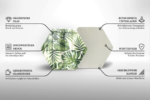 Tábua de cortar de vidro Ilustração de folha de Monstera