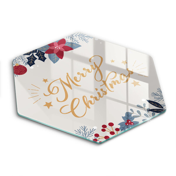 Tábua de corte de vidro Inscrição de Feliz Natal