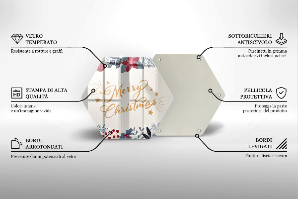 Tábua de corte de vidro Inscrição de Feliz Natal