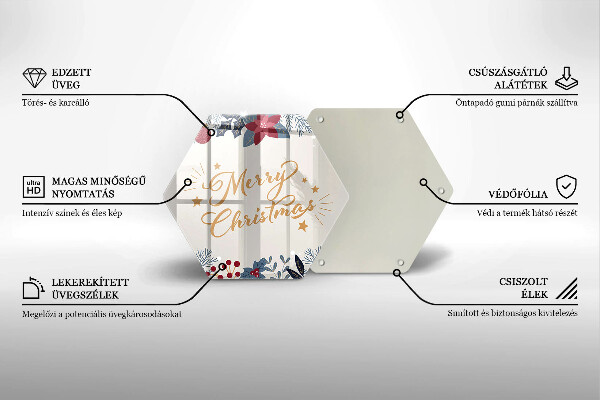 Tábua de corte de vidro Inscrição de Feliz Natal