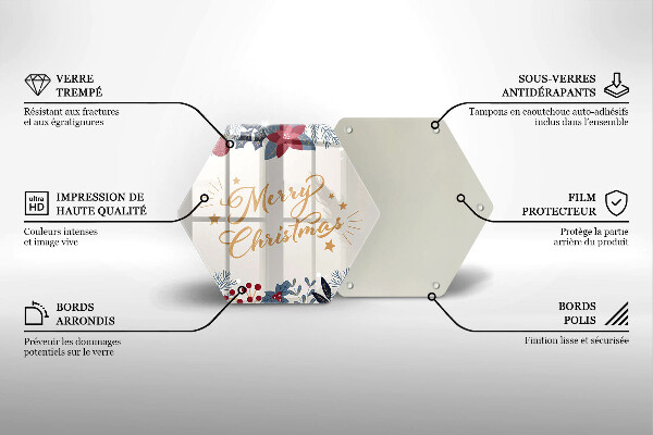 Tábua de corte de vidro Inscrição de Feliz Natal