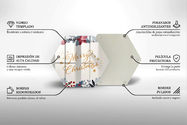 Tábua de corte de vidro Inscrição de Feliz Natal