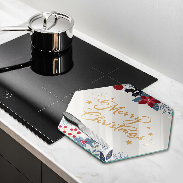 Tábua de corte de vidro Inscrição de Feliz Natal