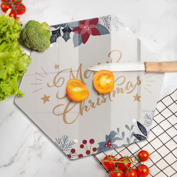 Tábua de corte de vidro Inscrição de Feliz Natal
