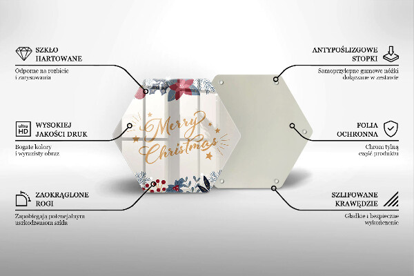 Tábua de corte de vidro Inscrição de Feliz Natal