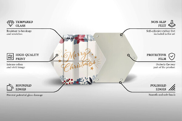 Tábua de corte de vidro Inscrição de Feliz Natal