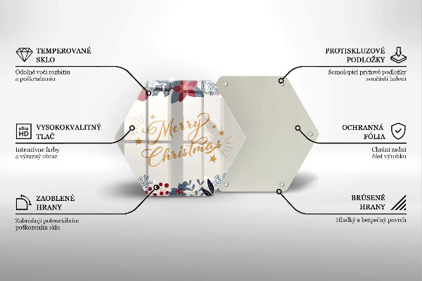 Tábua de corte de vidro Inscrição de Feliz Natal