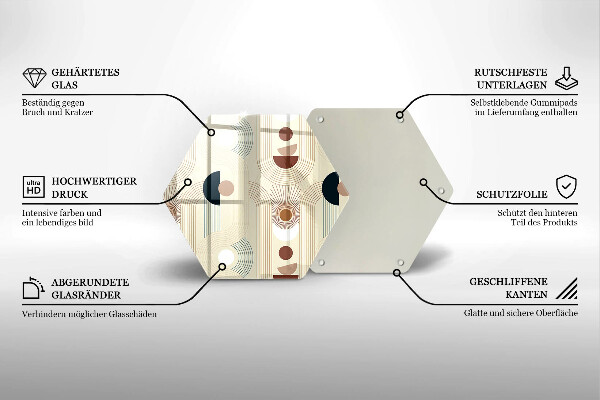Tábua de corte de vidro Formas geométricas boho