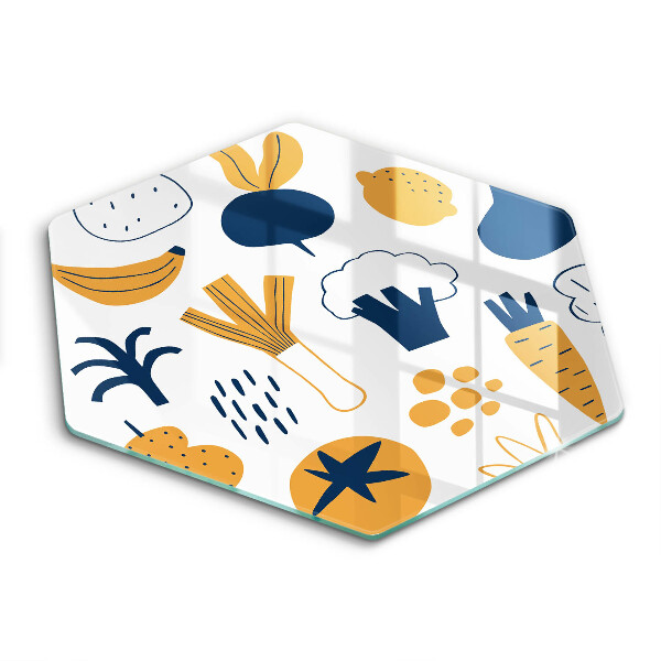 Tábua de cortar de vidro Ilustração de alimentos