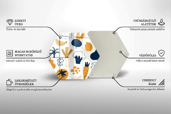 Tábua de cortar de vidro Ilustração de alimentos