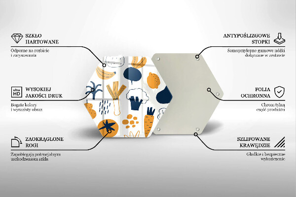 Tábua de cortar de vidro Ilustração de alimentos