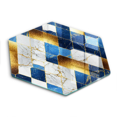 Tábua de cortar de vidro Mármore losango dourado