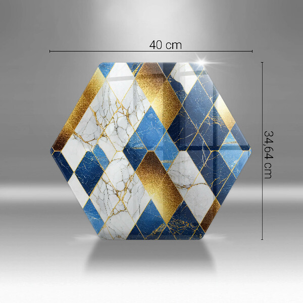 Tábua de cortar de vidro Mármore losango dourado