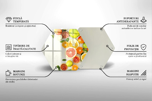 Tábua de vidro Frutas cítricas