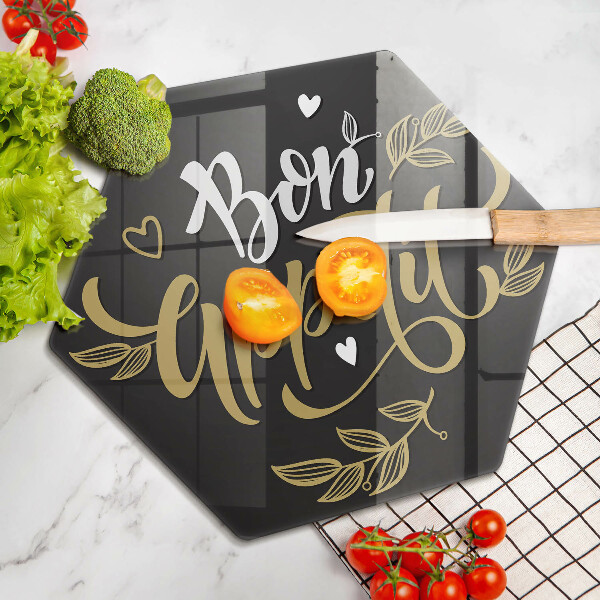 Tábua de cortar alimentos A inscrição Bon Appetit