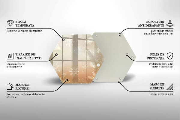 Tábua de cortar de vidro Flocos de neve