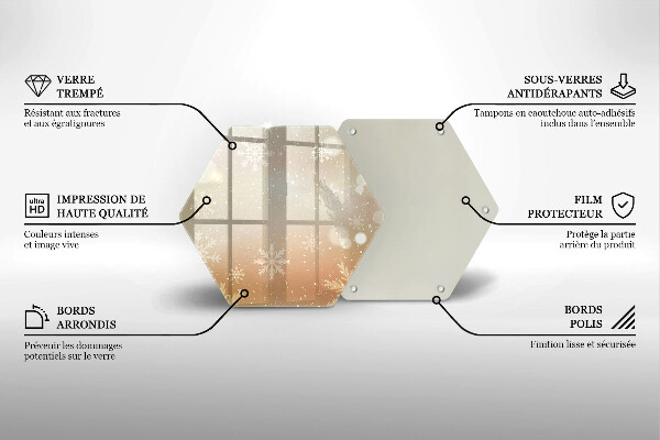 Tábua de cortar de vidro Flocos de neve