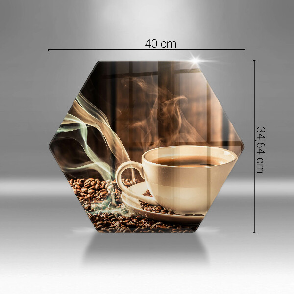 Tábua para corte Uma xícara e grãos de café