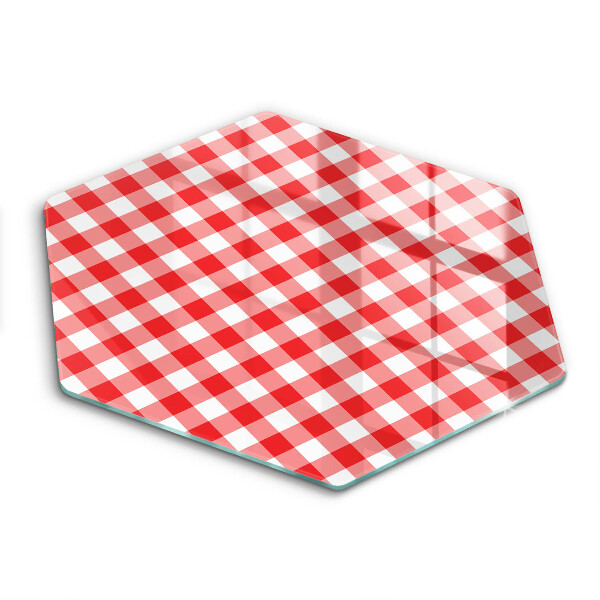 Tábua de corte de vidro Xadrez vermelho e branco