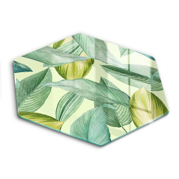 Tábua de cortar de vidro Folhas tropicais verdes