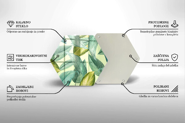 Tábua de cortar de vidro Folhas tropicais verdes