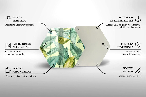 Tábua de cortar de vidro Folhas tropicais verdes