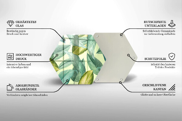 Tábua de cortar de vidro Folhas tropicais verdes