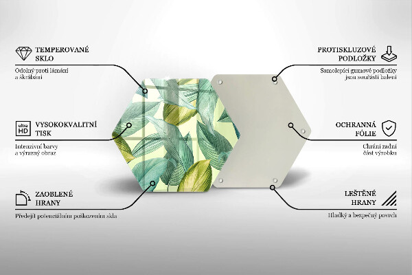 Tábua de cortar de vidro Folhas tropicais verdes