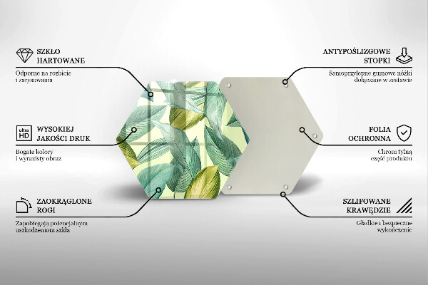 Tábua de cortar de vidro Folhas tropicais verdes