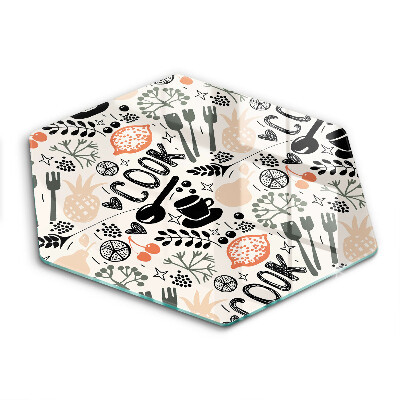 Tábua de corte de vidro Motivo de cozinha de desenho animado