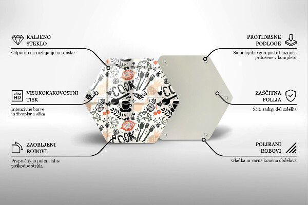 Tábua de corte de vidro Motivo de cozinha de desenho animado