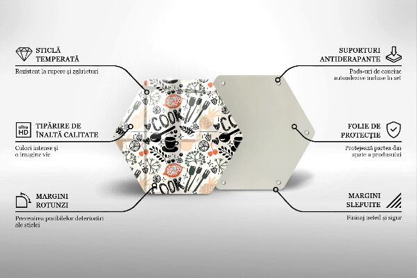 Tábua de corte de vidro Motivo de cozinha de desenho animado