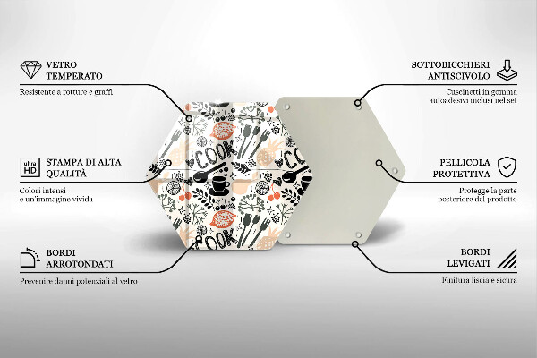 Tábua de corte de vidro Motivo de cozinha de desenho animado