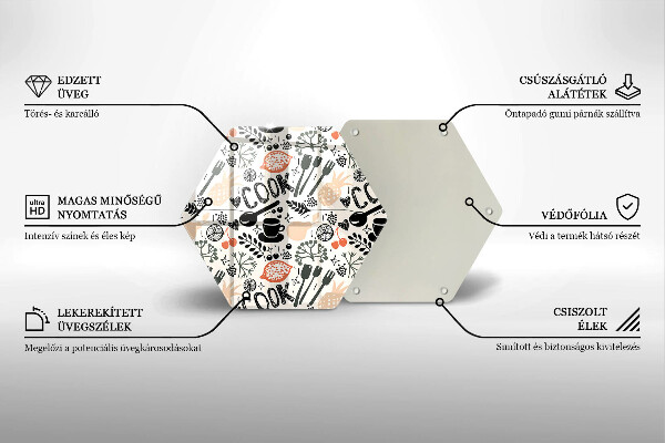 Tábua de corte de vidro Motivo de cozinha de desenho animado