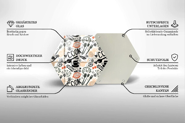 Tábua de corte de vidro Motivo de cozinha de desenho animado