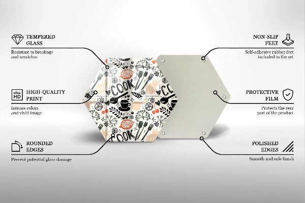 Tábua de corte de vidro Motivo de cozinha de desenho animado