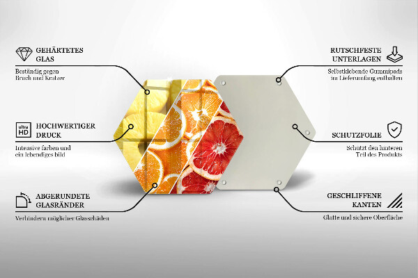 Tábua de cortar de vidro Frutas coloridas