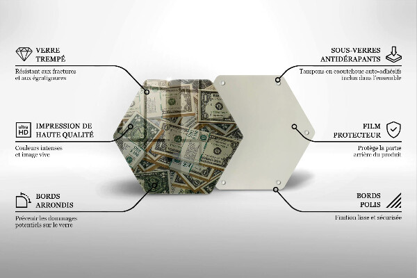 Tábua de cortar de vidro Dinheiro dólares