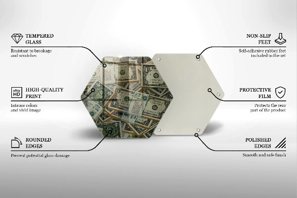 Tábua de cortar de vidro Dinheiro dólares