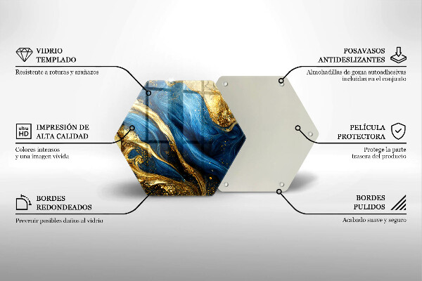 Tábua de cortar alimentos Mármore azul e dourado