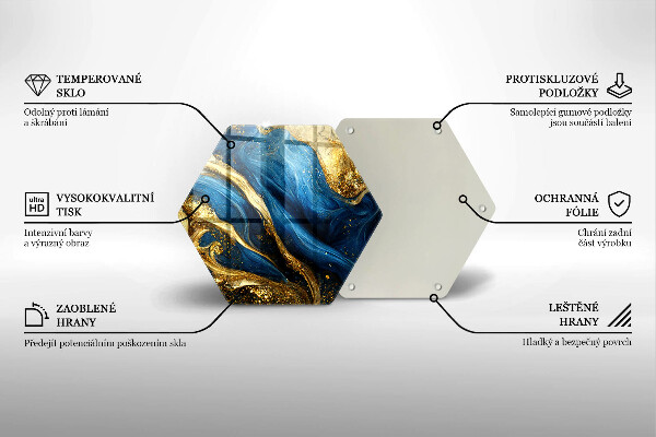 Tábua de cortar alimentos Mármore azul e dourado