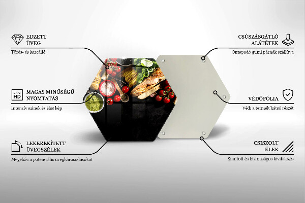 Tábua de cortar de vidro Ingredientes e especiarias italianas