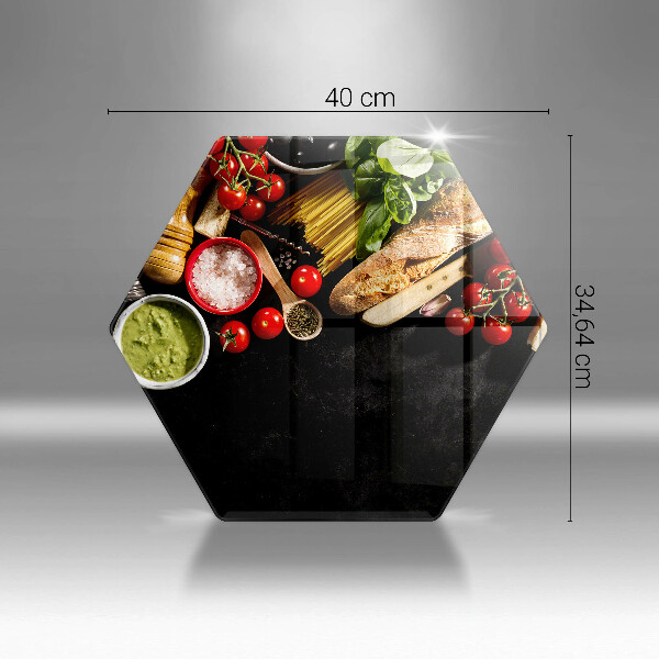 Tábua de cortar de vidro Ingredientes e especiarias italianas