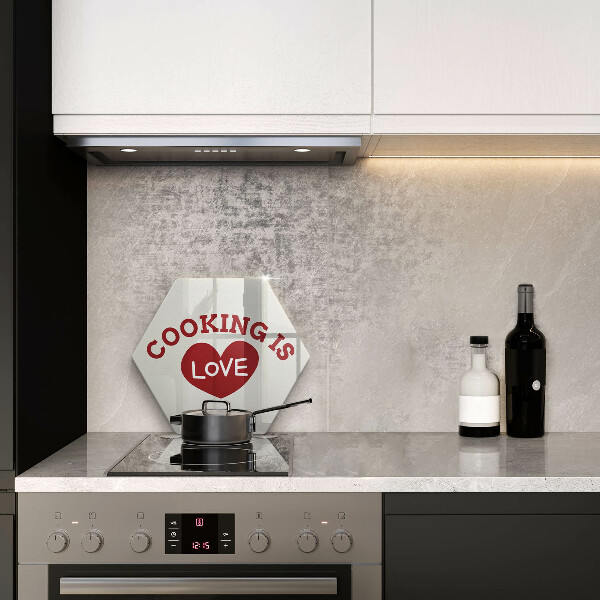 Tábua de corte de vidro A inscrição Cozinhar é amor