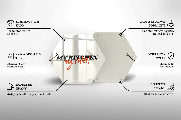 Tábua de cortar de vidro A inscrição Minha cozinha minhas regras