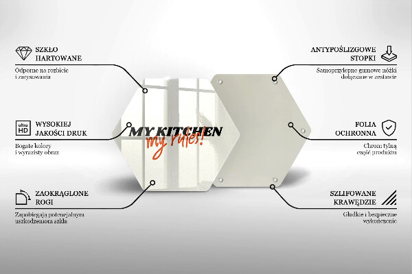 Tábua de cortar de vidro A inscrição Minha cozinha minhas regras