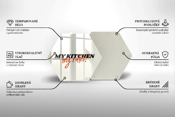 Tábua de cortar de vidro A inscrição Minha cozinha minhas regras